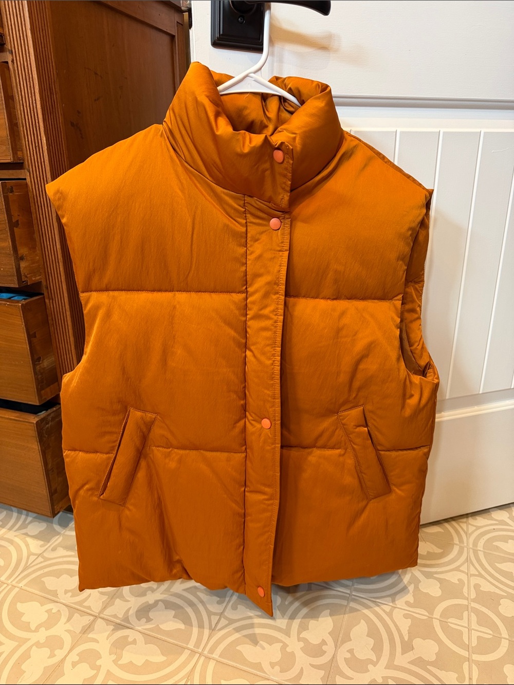 HYFVE Orange Quilted Puffer Vest with High Collar